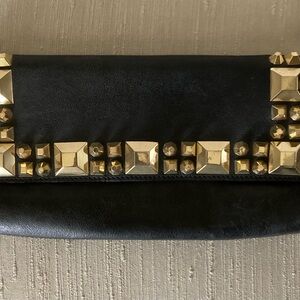 VINTAGE Betsey Johnson Black and Gold Clutch with Wristlet